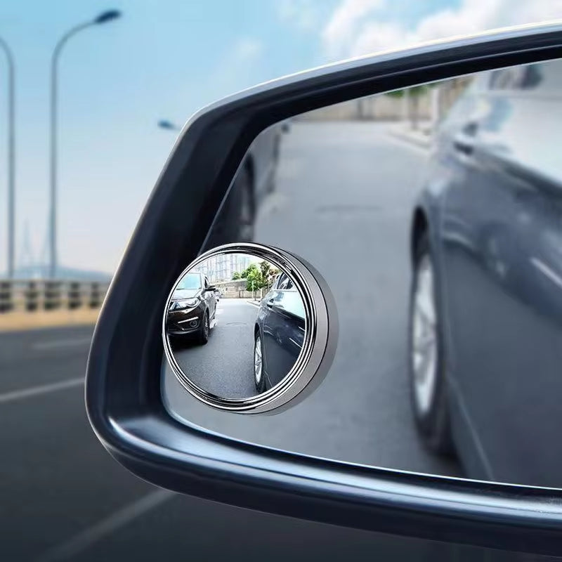 2-Piece 360-Degree Adjustable Blind Spot Mirrors - Round Frame Wide Angle Convex Rearview Mirrors for Enhanced Car Reversing Safety