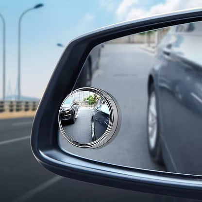 2-Piece 360-Degree Adjustable Blind Spot Mirrors - Round Frame Wide Angle Convex Rearview Mirrors for Enhanced Car Reversing Safety