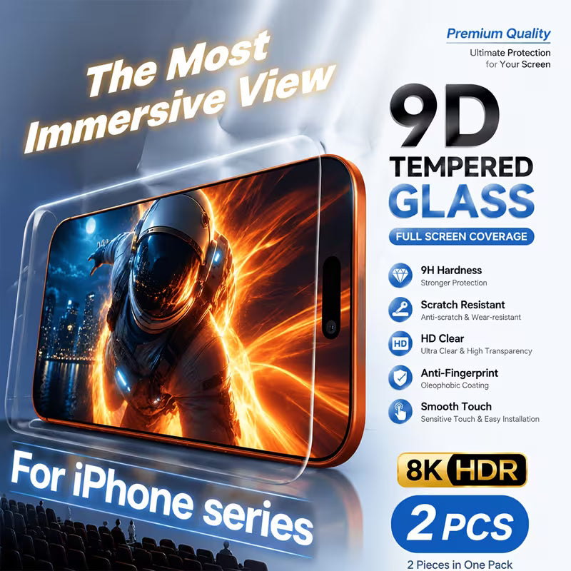 2 X Screen Protector Tempered Glass Iphone 17 Air 16E 15 Pro Max 14 13 12 11 XR