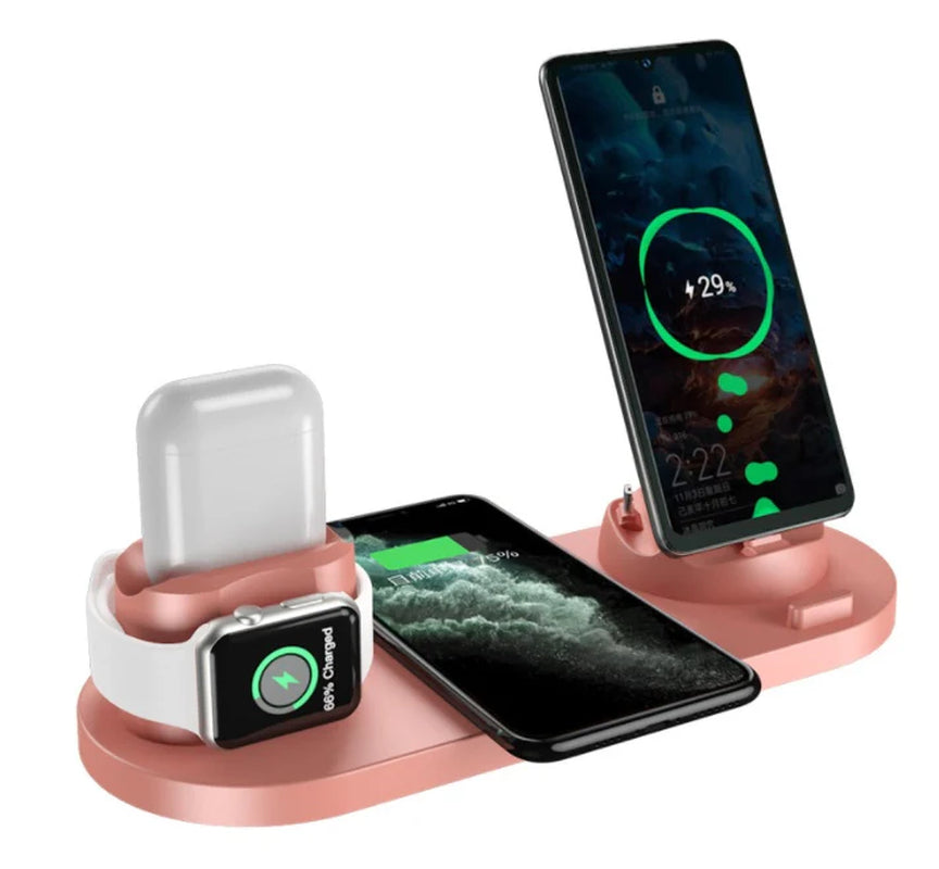 6-in-1 Wireless Fast Charging Dock Station for iPhone and Apple Watch