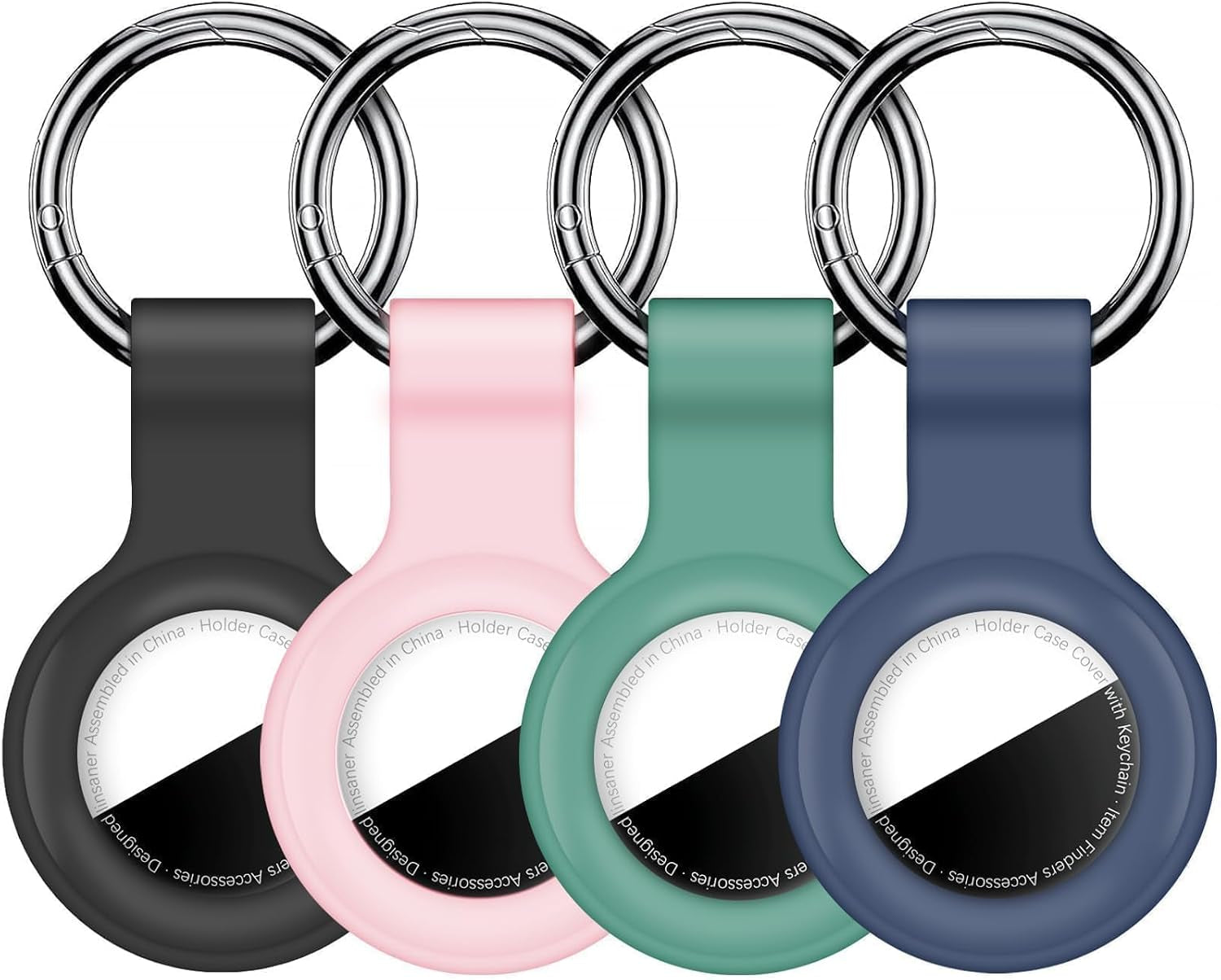 4-Pack Silicone Keychain Holders for Apple AirTag - Multicolor GPS Item Finder Accessories