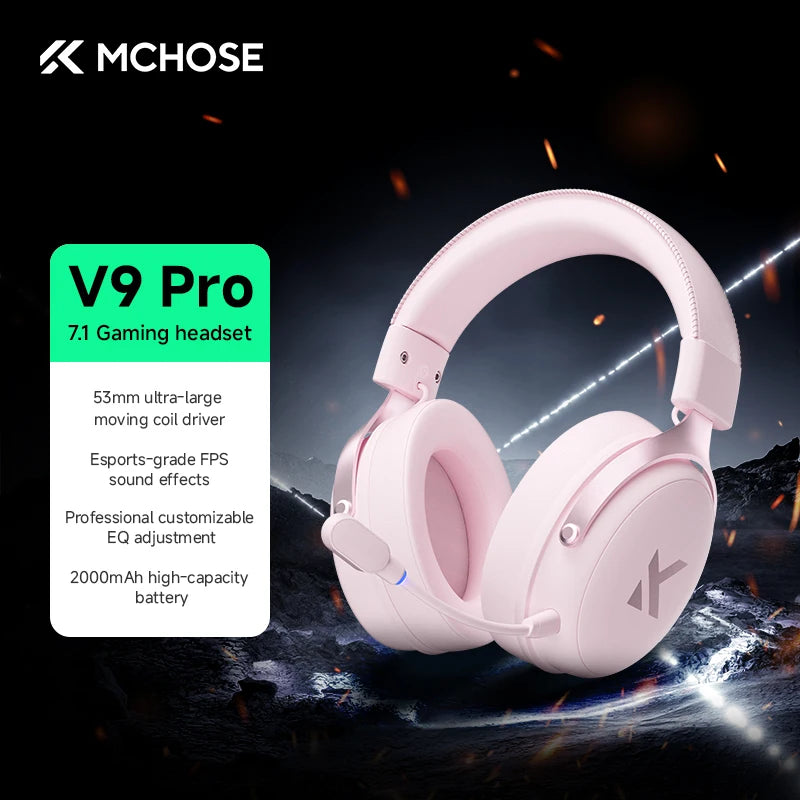 V9 Pro Headset with Microphone Three Mode Bluetooth Wireless Computer PC Gamer Headphones Accessories V9 Pro