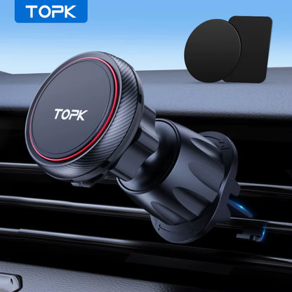 TOPK Magnetic Car Phone Mount - 6 N52 Strong Magnets Air Vent Holder,360°Rotation for Iphone17 & All Mobile Phones