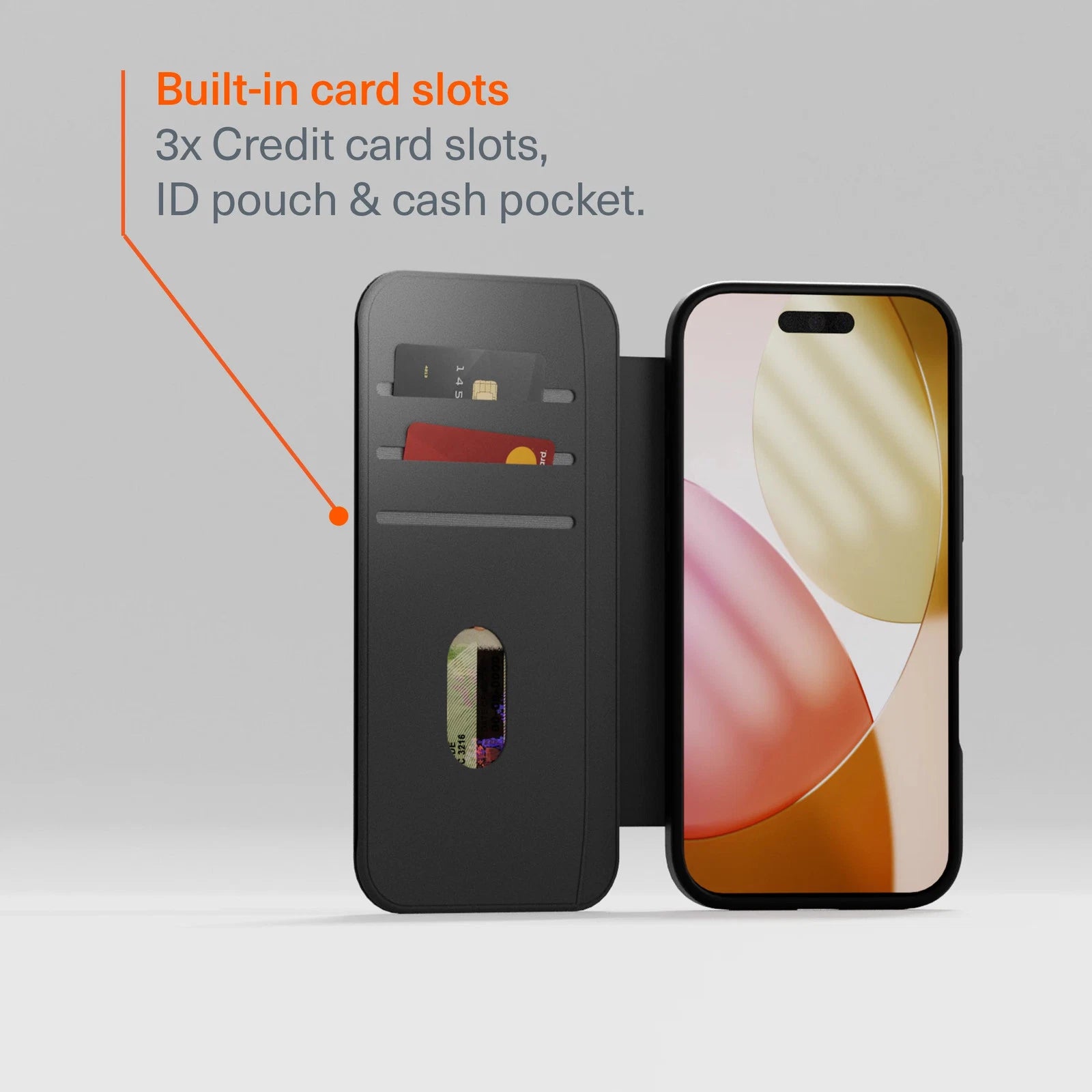 Cygnett Magnetic Leather Wallet Case - card slot detail