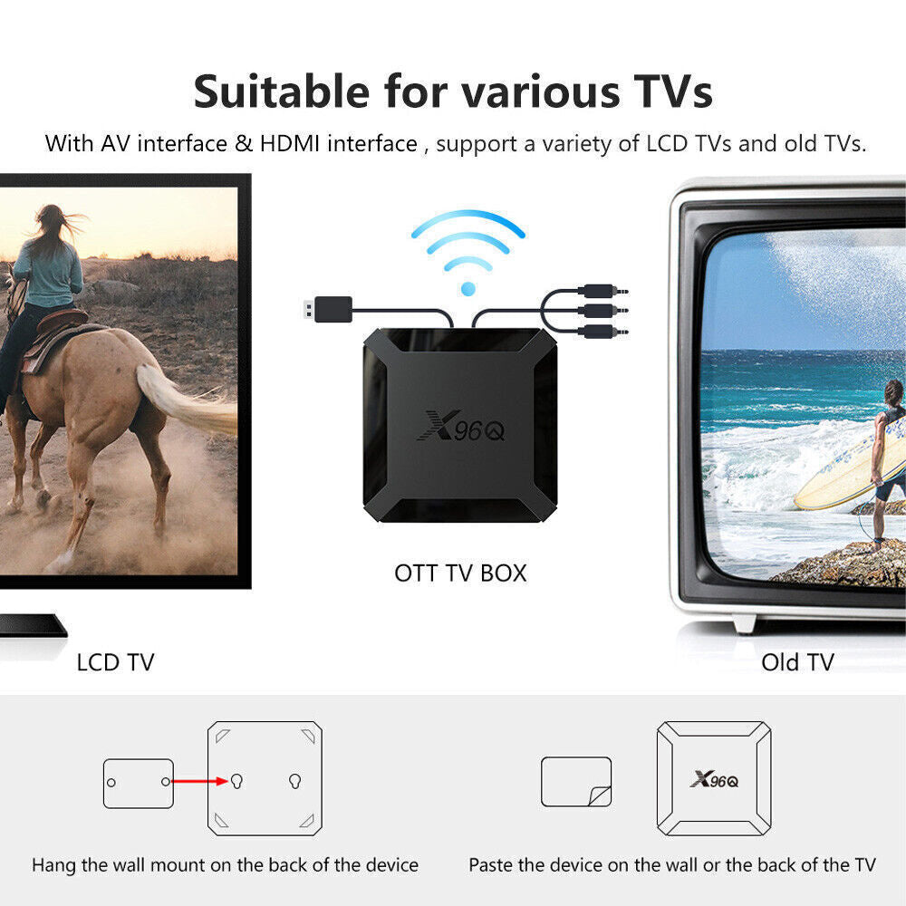 X96Q HD Android 10.0 Smart TV Box UHD 4K WIFI Media Player HDMI 8GB 16GB AU PLUG