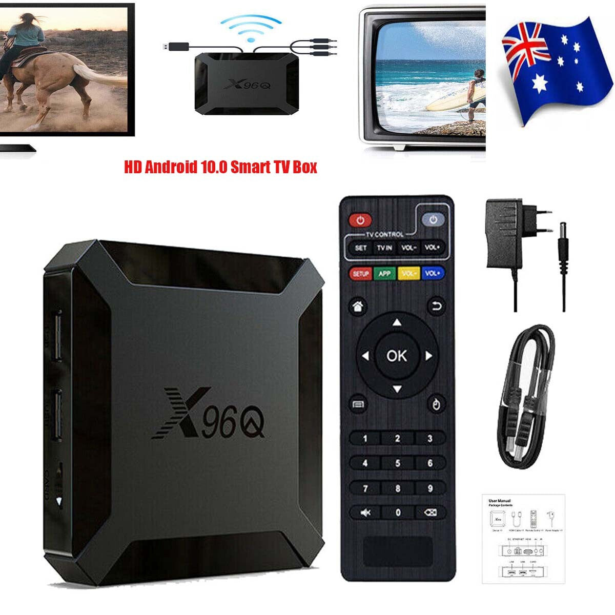 X96Q HD Android 10.0 Smart TV Box UHD 4K WIFI Media Player HDMI 8GB 16GB AU PLUG